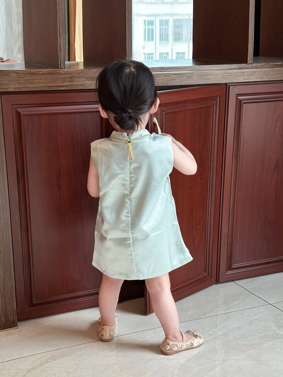 FADOBABY Children's Summer Qipao Dress Girls' Modified Chinese Style Fashion Dress Baby First Birthday Dress Summer Wear 15